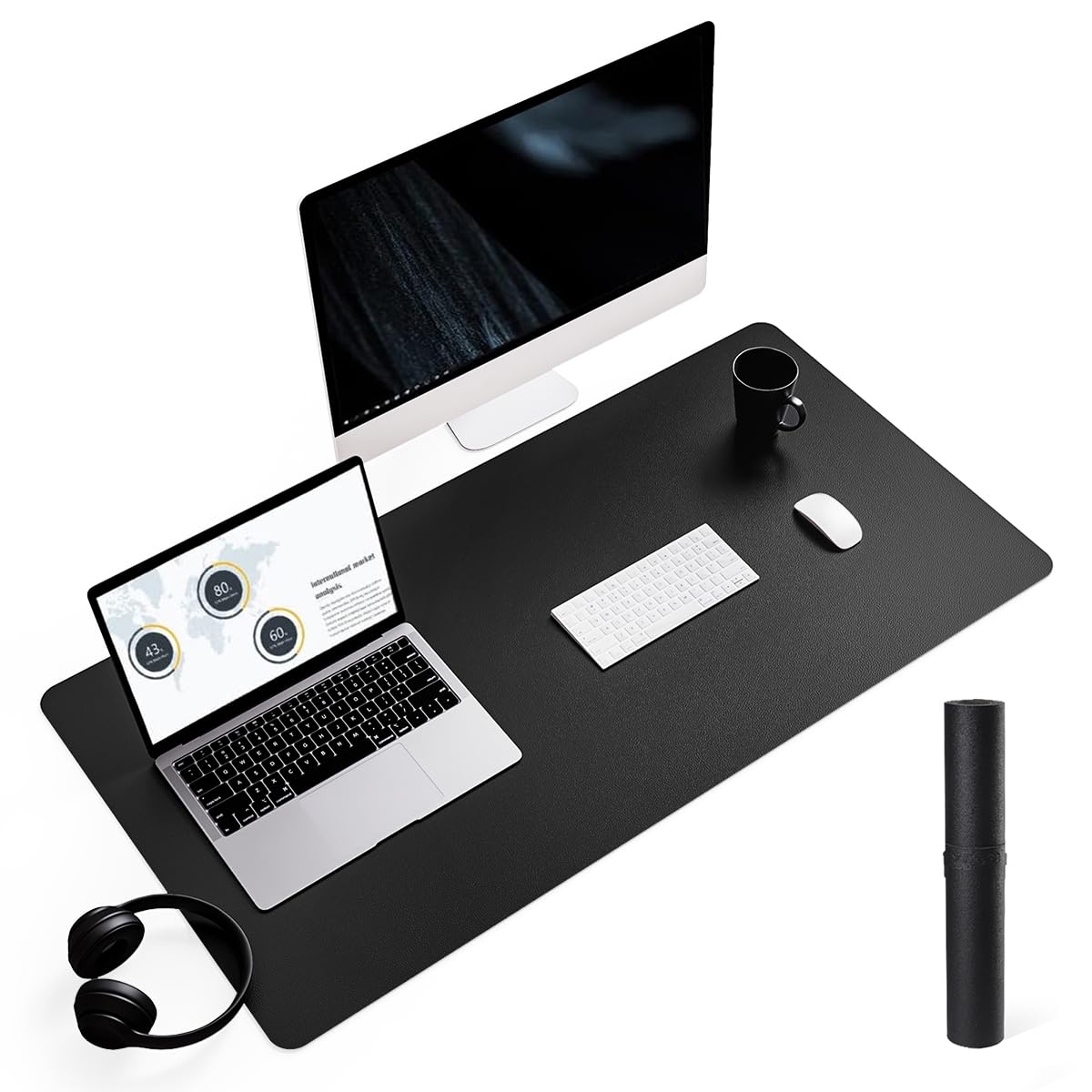 Non-Slip Desk Pad,Mouse Pad,Waterproof PVC Leather Desk Table Protector,Ultra Thin Large Desk Blotter, Easy Clean Laptop Desk Writing Mat for Office Work/Home/Decor(Pink, 23.6&quot; x 13.7&quot;)