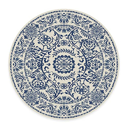 RUGGABLE Washable 2x3 Area Rug, Delphina Delft Blue, Premium Vintage Rugs for Living Room, Bedroom, Kitchen, Office, Classroom with Gripper Non Slip Pad