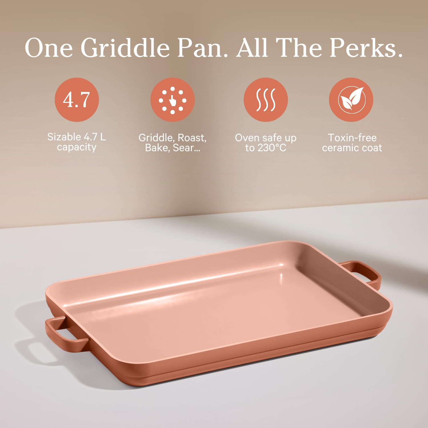 Our Place Griddle Pan - Versatile Nonstick Ceramic Sheet Pan &amp; Stovetop Griddle | Toxin-Free, Dual-Use, with Ergonomic Handles | 5 Qt Capacity, Oven Safe up to 450°F | Char
