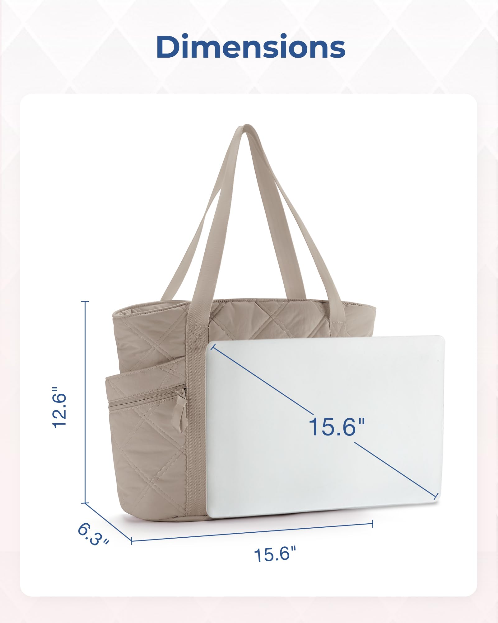 BAGSMART Tote Bag for Women, Puffer Tote Bags with Zipper, Travel Essentials Quilted Nurse Bag Carry On Bag Gifts for Women