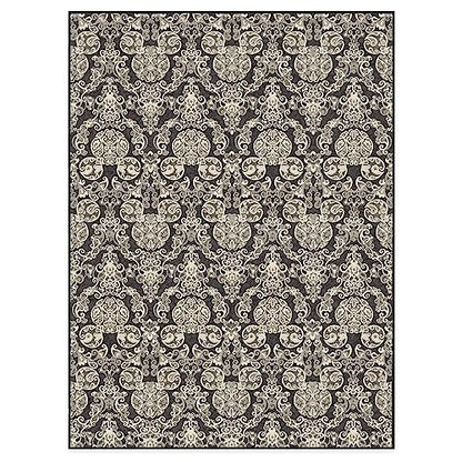 RUGGABLE Disney Traditional Mickey Mouse Washable Rug - Perfect Area Rug for Nursery Playroom Kids Room - Pet &amp; Child Friendly - Stain &amp; Water Resistant - Damask Grey 3&