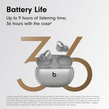 Beats Studio Buds + | True Wireless Noise Cancelling Earbuds, Enhanced Apple &amp; Android Compatibility, Built-in Microphone, Sweat Resistant Bluetooth Headphones, Spatial Audio - Ivory