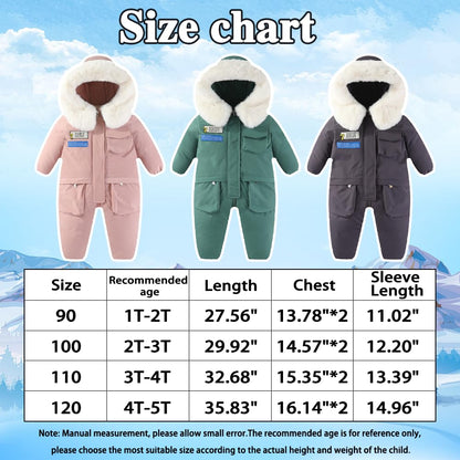 Xifamniy Toddler Snowsuit 2T 3T 4T 5T Ski Suit Baby Boy Girl Winter Clothes Coat Outwear Snow Suit Hooded Romper Jumpsuit