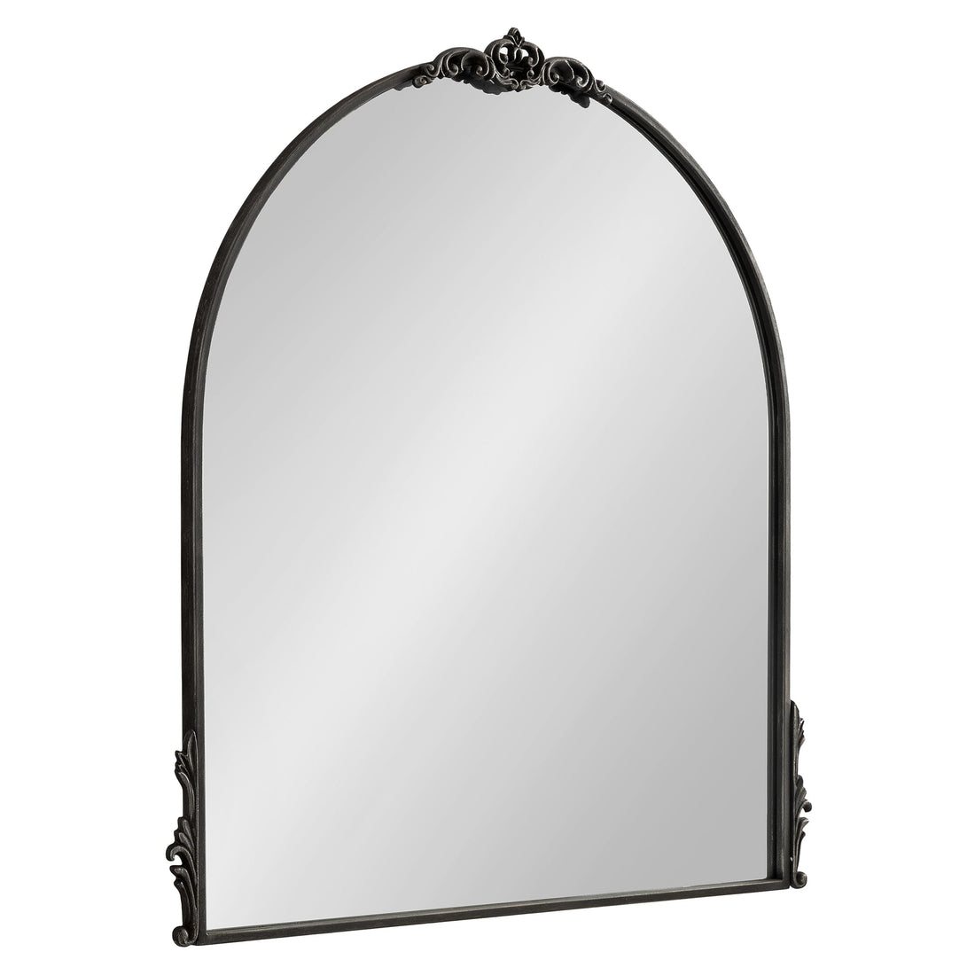 Kate and Laurel Myrcelle Traditional Arched Mirror, 25 x 33, Gold, Decorative Large Arch Mirror with Ornate Garland Detailing Along The Crown and Edges of The Frame