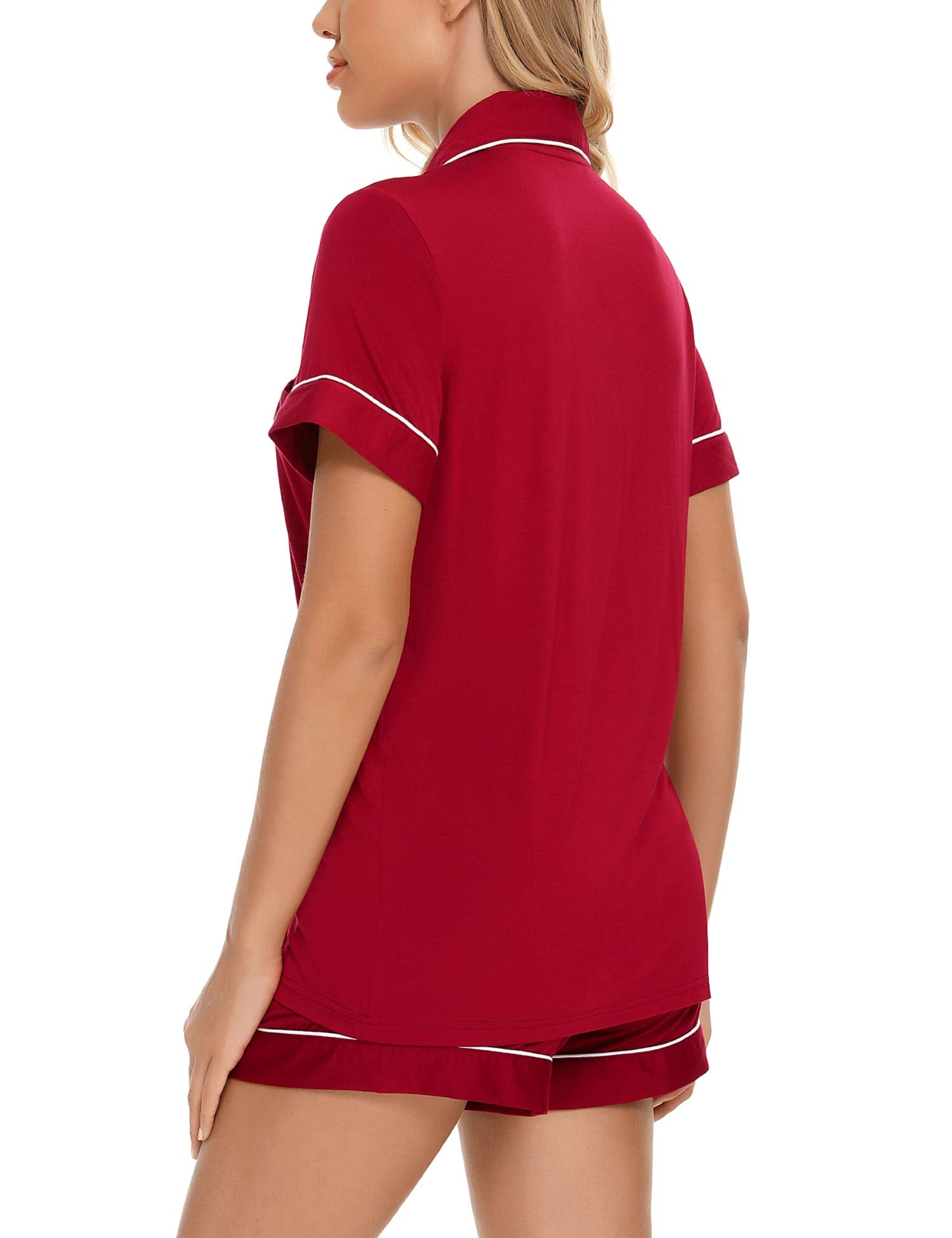 Senert Pajamas Set For Women Short Sleeve Sleepwear Soft Button Down Pjs Set Nightwear Lounge Sets S-XXL