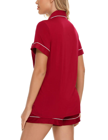 Senert Pajamas Set For Women Short Sleeve Sleepwear Soft Button Down Pjs Set Nightwear Lounge Sets S-XXL