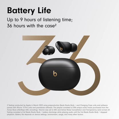 Beats Studio Buds + | True Wireless Noise Cancelling Earbuds, Enhanced Apple &amp; Android Compatibility, Built-in Microphone, Sweat Resistant Bluetooth Headphones, Spatial Audio - Ivory