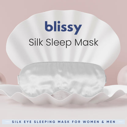 Blissy Silk Sleep Mask - Silk Eye Sleeping Mask for Women &amp; Men for Total Blackout - Silk Eye Mask - 100% Pure Mulberry Silk, 22 Momme 6a Fibers - Blindfold Silk Sleep Mask Side Sleeper Eye Cover