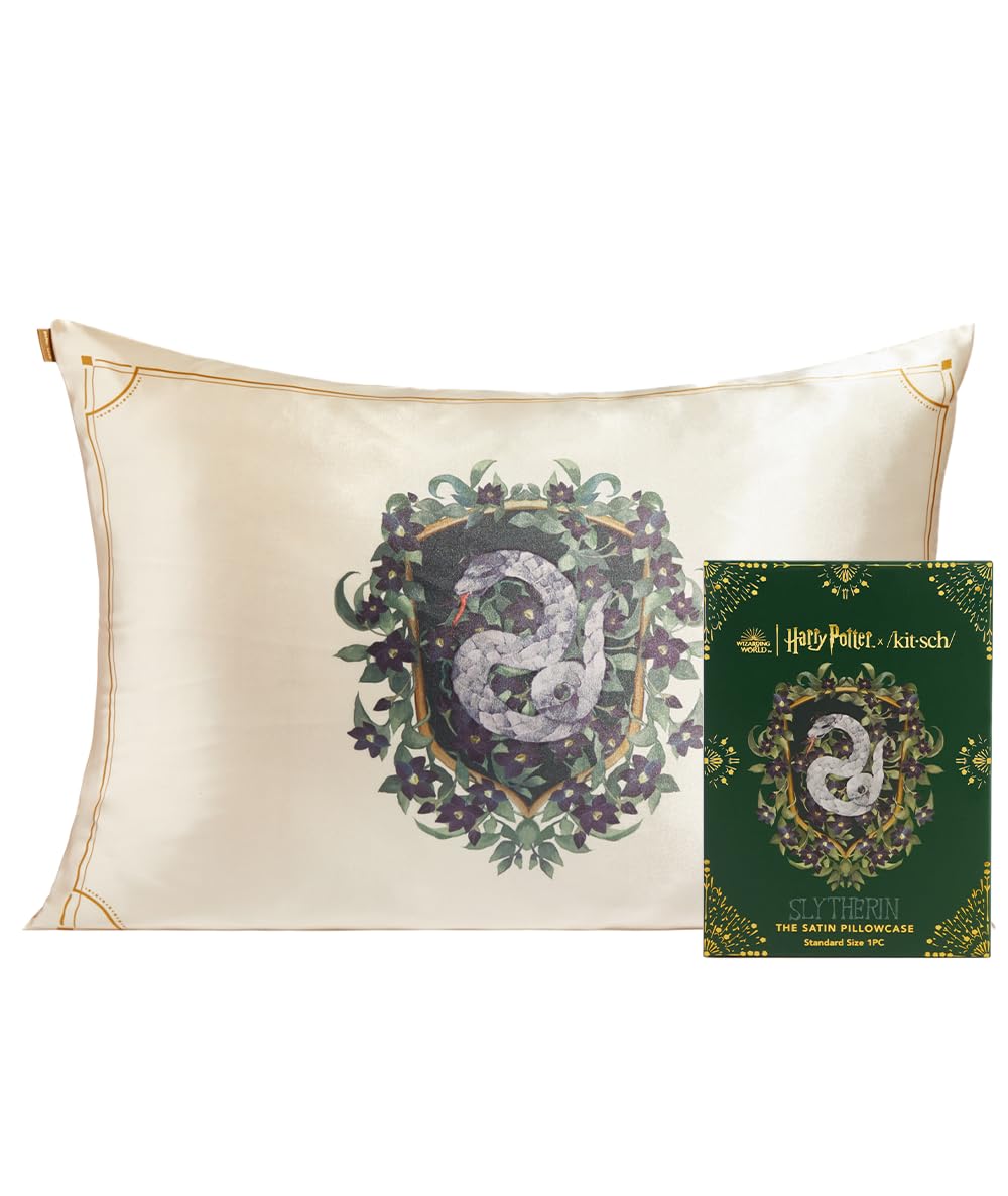 Kitsch Satin Pillowcase with Zipper for Hair &amp; Skin, Softer Than Silk Pillow Cases Queen, Smooth Pillow Covers, Machine Washable, Wrinkle-Free, Cooling Satin Pillow Cases Standard Size 19&quot;x26&quot;, Ivory