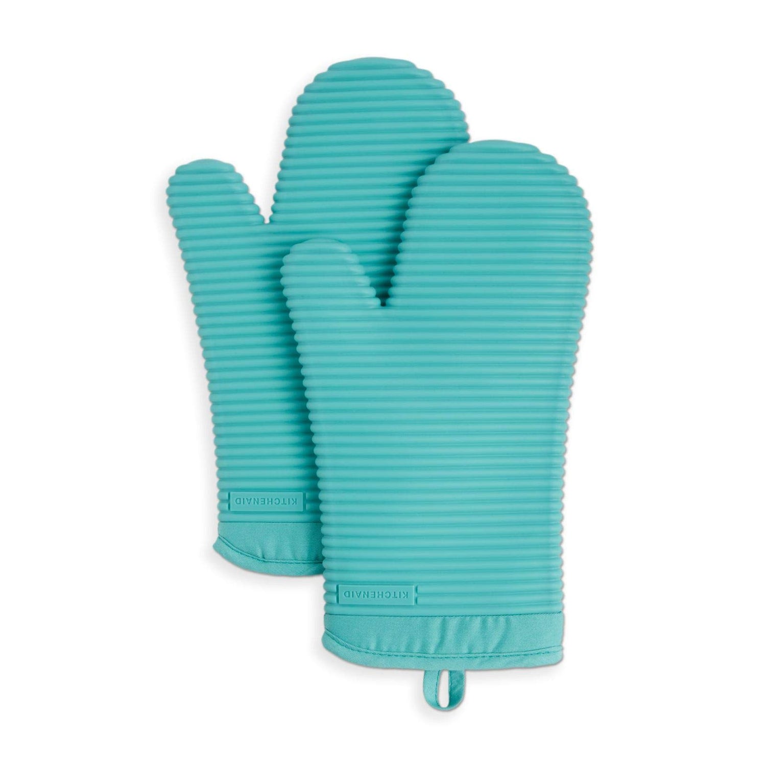 KitchenAid Ribbed Soft Silicone Oven Mitt Set, 7&quot;x13&quot;, Milkshake 2 Count