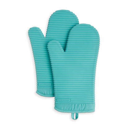 KitchenAid Ribbed Soft Silicone Oven Mitt Set, 7&quot;x13&quot;, Milkshake 2 Count