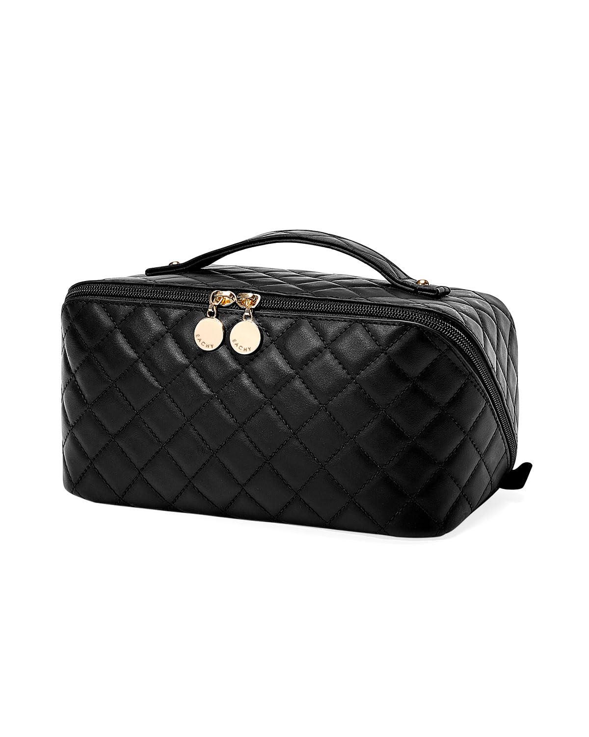 EACHY Travel Makeup Bag,Large Capacity Cosmetic Bags for Women,Waterproof Portable Pouch Open Flat Toiletry Bag Make up Organizer with Divider and Handle