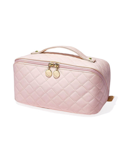 EACHY Travel Makeup Bag,Large Capacity Cosmetic Bags for Women,Waterproof Portable Pouch Open Flat Toiletry Bag Make up Organizer with Divider and Handle