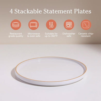 Our Place Dinner Plates - Set of Four 10.5” Handcrafted Ceramic Dinner Plates | Chip-Resistant, Restaurant-Grade | Stackable &amp; Space-Saving | Steam