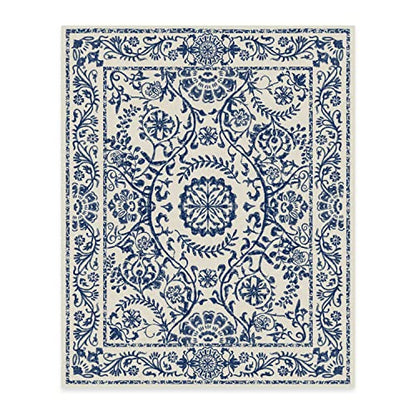 RUGGABLE Washable 2x3 Area Rug, Delphina Delft Blue, Premium Vintage Rugs for Living Room, Bedroom, Kitchen, Office, Classroom with Gripper Non Slip Pad