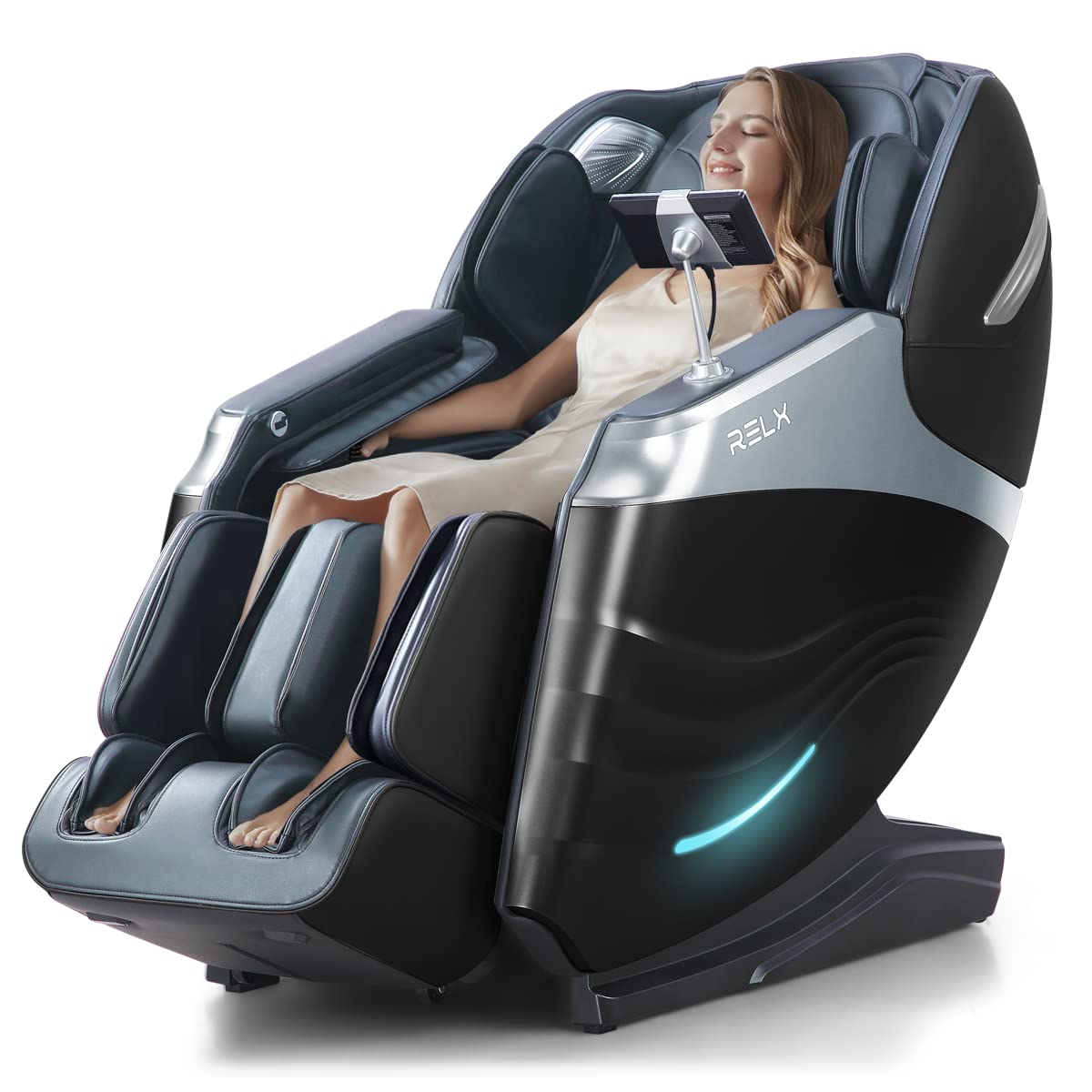 RELX Massage Chair Full Body Zero Gravity SL-Track Shiatsu Massage Chair, 12 Modes, Airbag Massage, with Yoga Stretch, Foot Massage, AI Control (Cream)