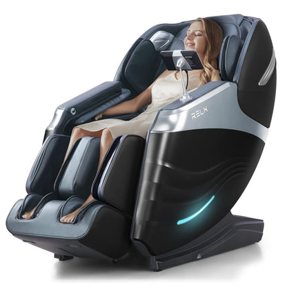 RELX Massage Chair Full Body Zero Gravity SL-Track Shiatsu Massage Chair, 12 Modes, Airbag Massage, with Yoga Stretch, Foot Massage, AI Control (Cream)