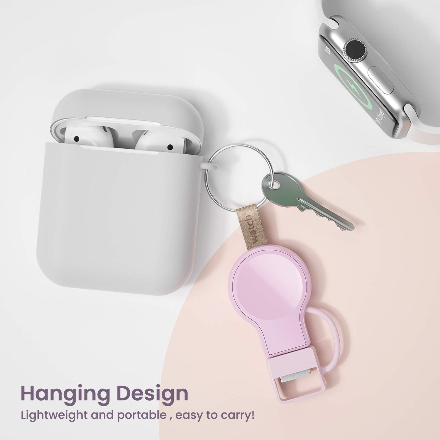 NEWDERY Charger for Apple Watch Portable iWatch USB Wireless Charger, Travel Cordless Charger with Light Weight Magnetic Quick Charge for Apple Watch Ultra 2 Series 9 8 7 6 5 4 3 2 1 SE, White
