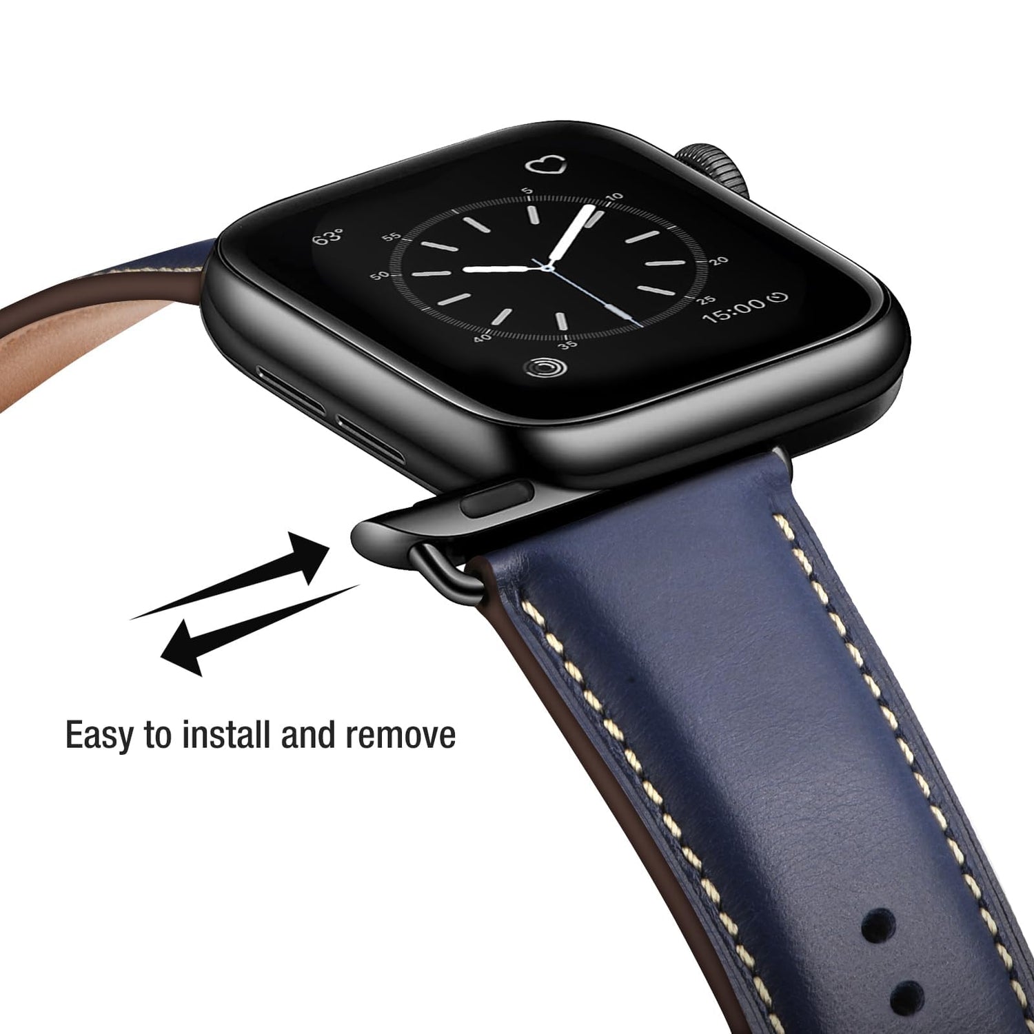 Bestig Compatible with Apple Watch Band 49mm 46mm 45mm 44mm 42mm(Series 3 2 1) Apple Watch Leather Bands Genuine Leather for iWatch Strap Ultra Series 10 9 8 7 6 5 4 SE Women Man-Redbrown/Black