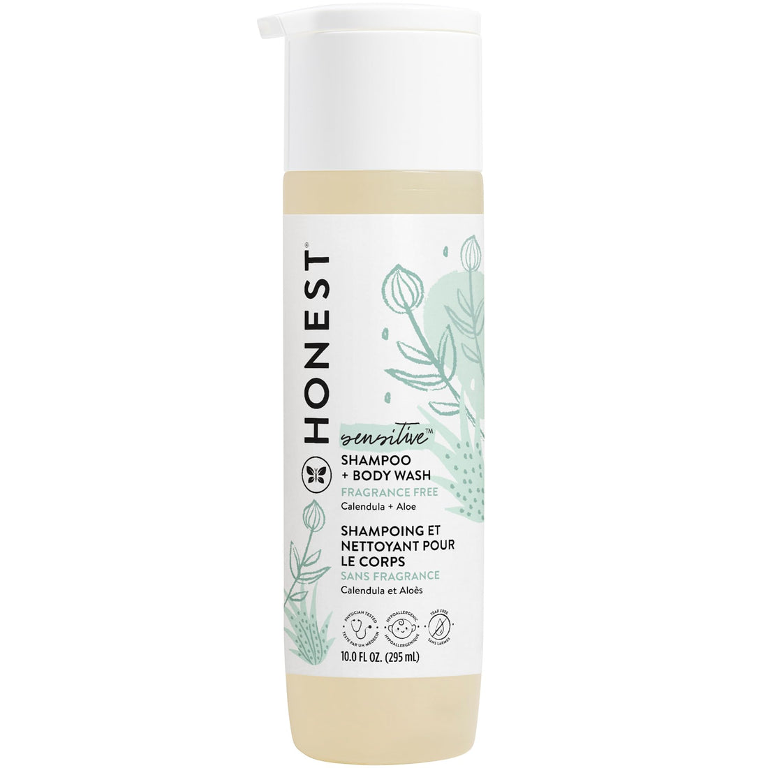 The Honest Company 2-in-1 Cleansing Shampoo + Body Wash | Gentle for Baby | Naturally Derived, Tear-free, Hypoallergenic | Fragrance Free Sensitive, 10 fl oz