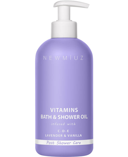 Vitamin Shower Oil Body Wash - Natural Post Shower Care for Dry Skin in Shower Cleansing &amp; Nourishing Moisturizing lotion Body &amp; Legs Non Greasy Lavender Vanilla Spa Self Care Spa Gift
