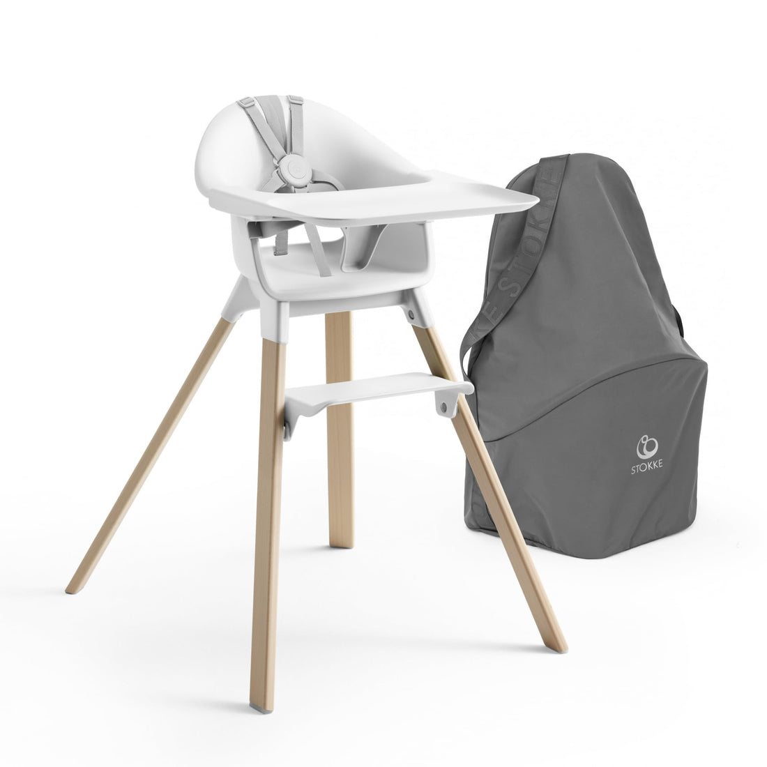 Stokke Clikk High Chair, Fjord Blue - All-In-One High Chair with Tray + Harness - Light, Durable &amp; Travel Friendly - Ergonomic with Adjustable Features - Best for 6-36 Months or Up to 33 lbs