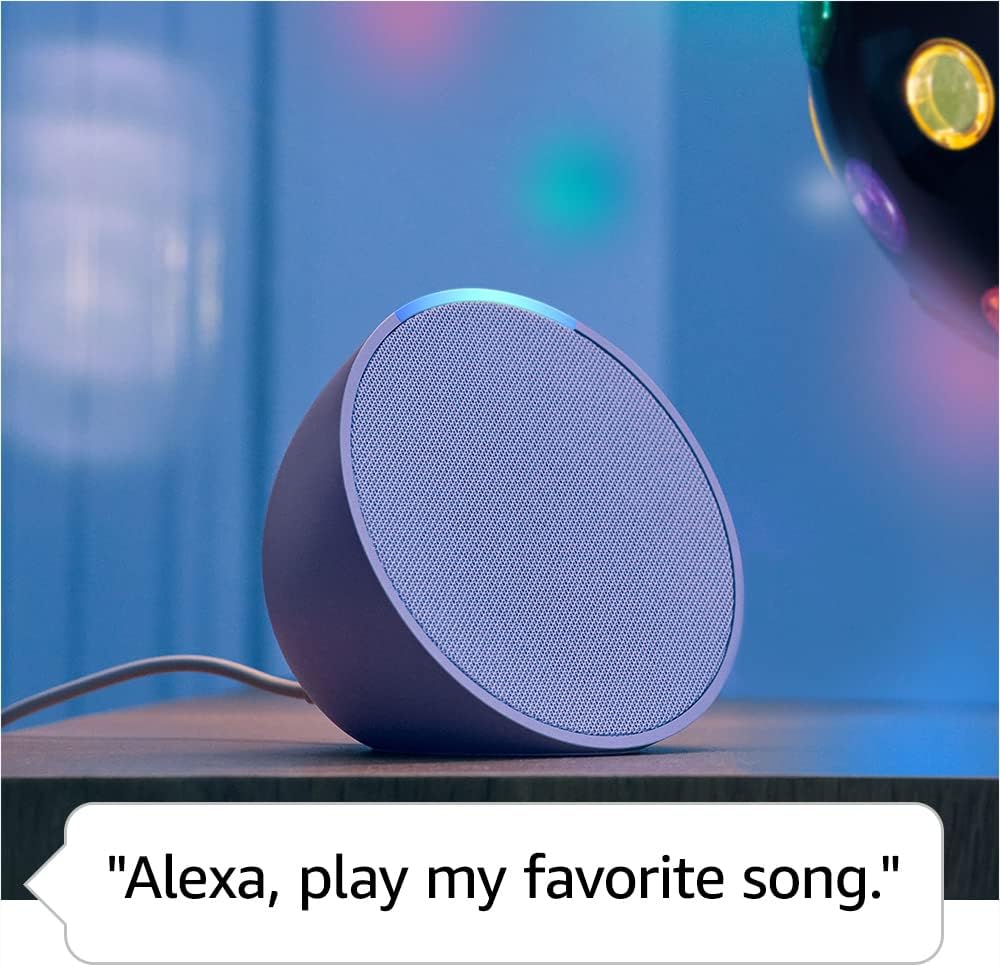 Amazon Echo Pop (newest model), Full sound compact smart speaker with Alexa, Lavender Bloom