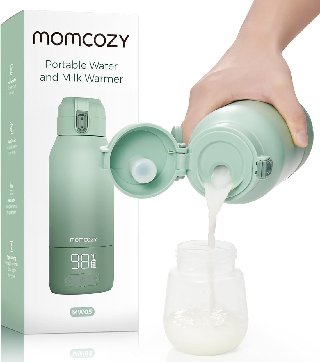 Momcozy Portable Milk Warmer for Travel – Dual Heating Modes for Breast Milk &amp; Water, Portable Bottle Warmer with Fast Heating &amp; Long Battery Life, 17 Ounces Large Capacity to Meet Your All-Day Needs