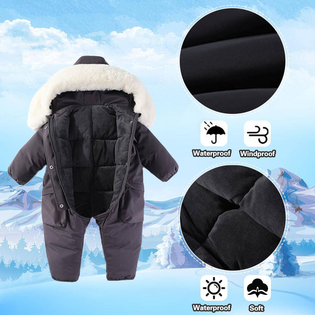 Xifamniy Toddler Snowsuit 2T 3T 4T 5T Ski Suit Baby Boy Girl Winter Clothes Coat Outwear Snow Suit Hooded Romper Jumpsuit