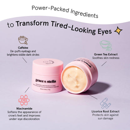 grace &amp; stella Under Eye Cream for Dark Circles - Caffeine Eye Cream Anti Aging - Eye Cream for Wrinkles - Brightening Eye Cream