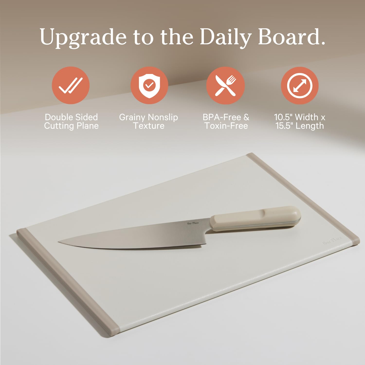 Our Place Daily Board - Double-Sided, Non-Slip, 100% Recycled Plastic Cutting Board | BPA-Free | Easy-Grip Handles | Sustainable Kitchen Essential | Steam