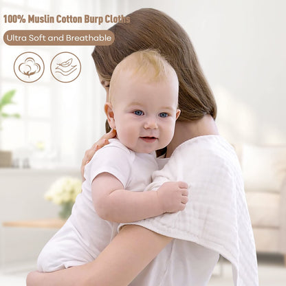 Yoofoss Muslin Burp Cloths for Baby 10 Pack 100% Cotton Baby Washcloths for Boys Girls Large 20&