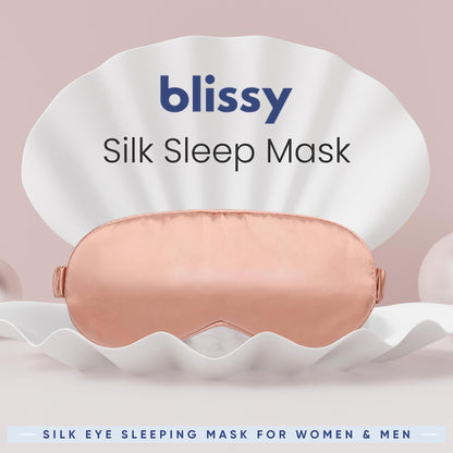 Blissy Silk Sleep Mask - Silk Eye Sleeping Mask for Women &amp; Men for Total Blackout - 100% Pure Mulberry Silk, 22 Momme 6a Fibers - Blindfold Silk Sleep Mask Side Sleeper Eye Cover (Plum)