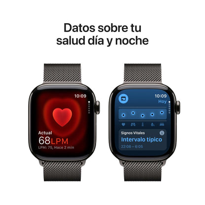 Apple Watch Series 10 [GPS 46mm] Smartwatch with Jet Black Aluminium Case with Black Sport Band. Fitness Tracker, ECG App, Always-On Retina Display, Water-Resistant