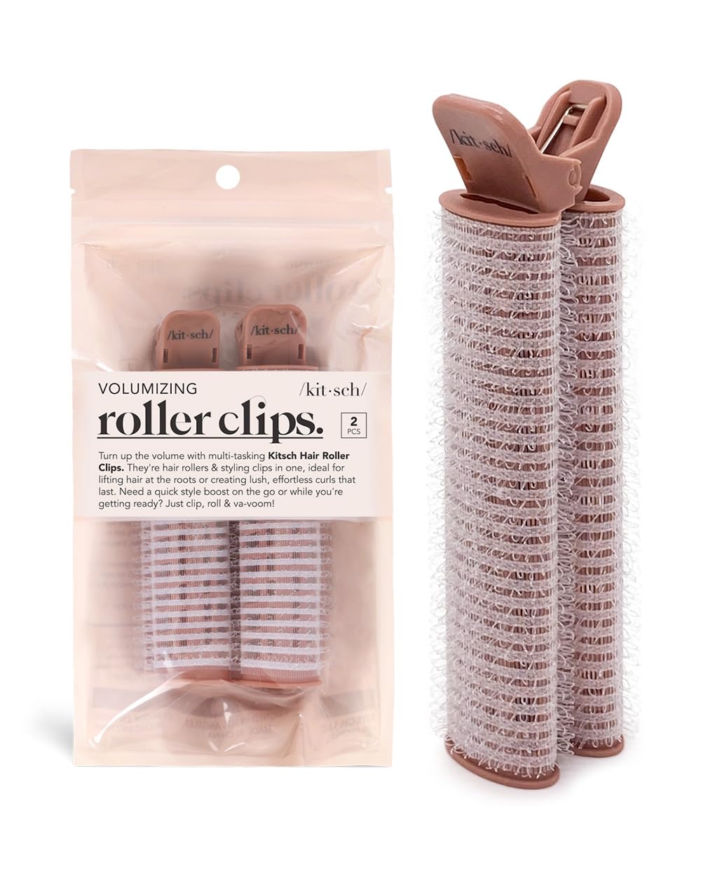 Kitsch Instant Volumizing Hair Clips for Women - Roller Clips for Volume, Curls &amp; Root Lift on All Hair Types | Easy to Use | 2 Pcs