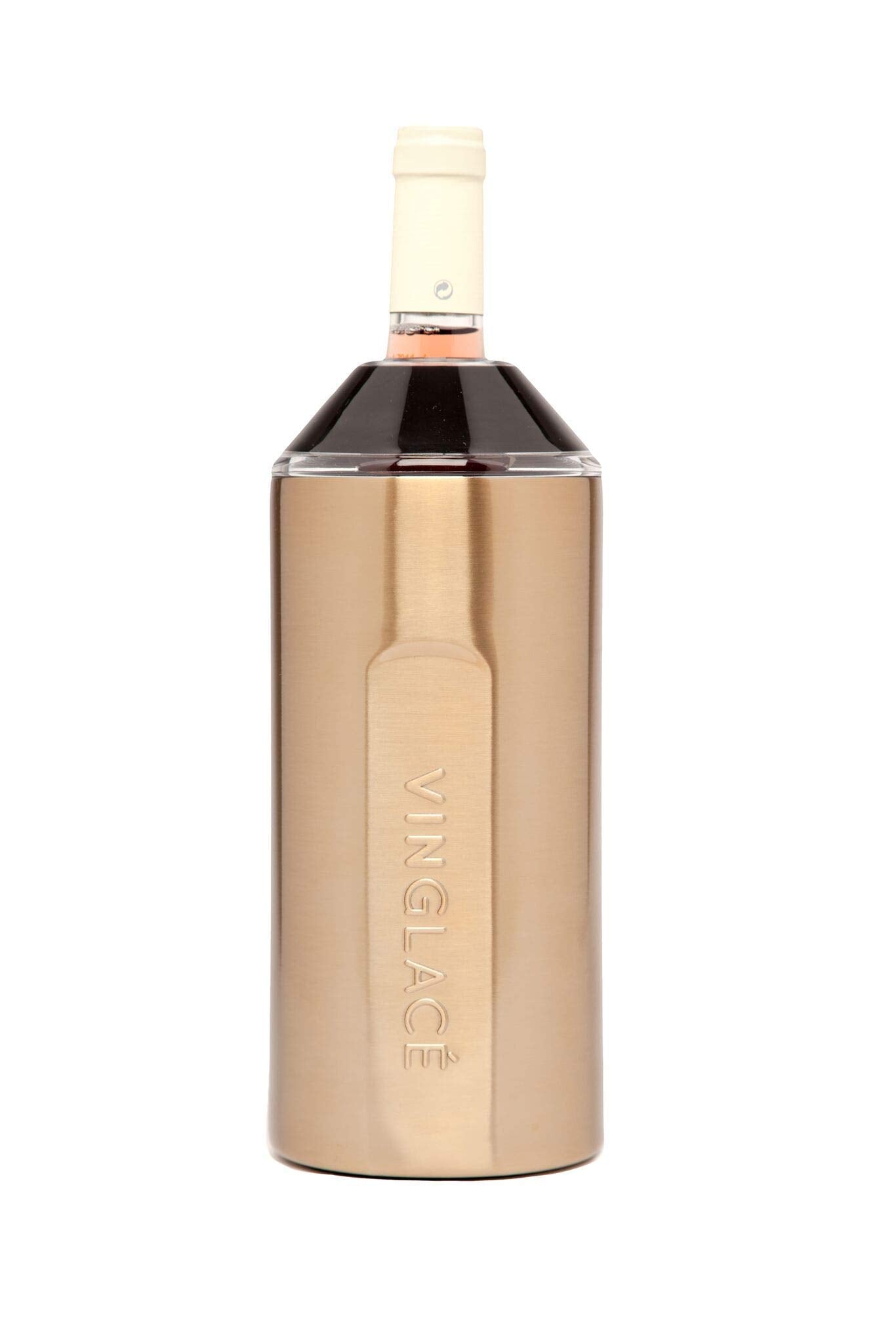 Vinglacé Wine Bottle Chiller- Portable Champagne Insulator- Stainless Steel Wine Cooler Sleeve, White