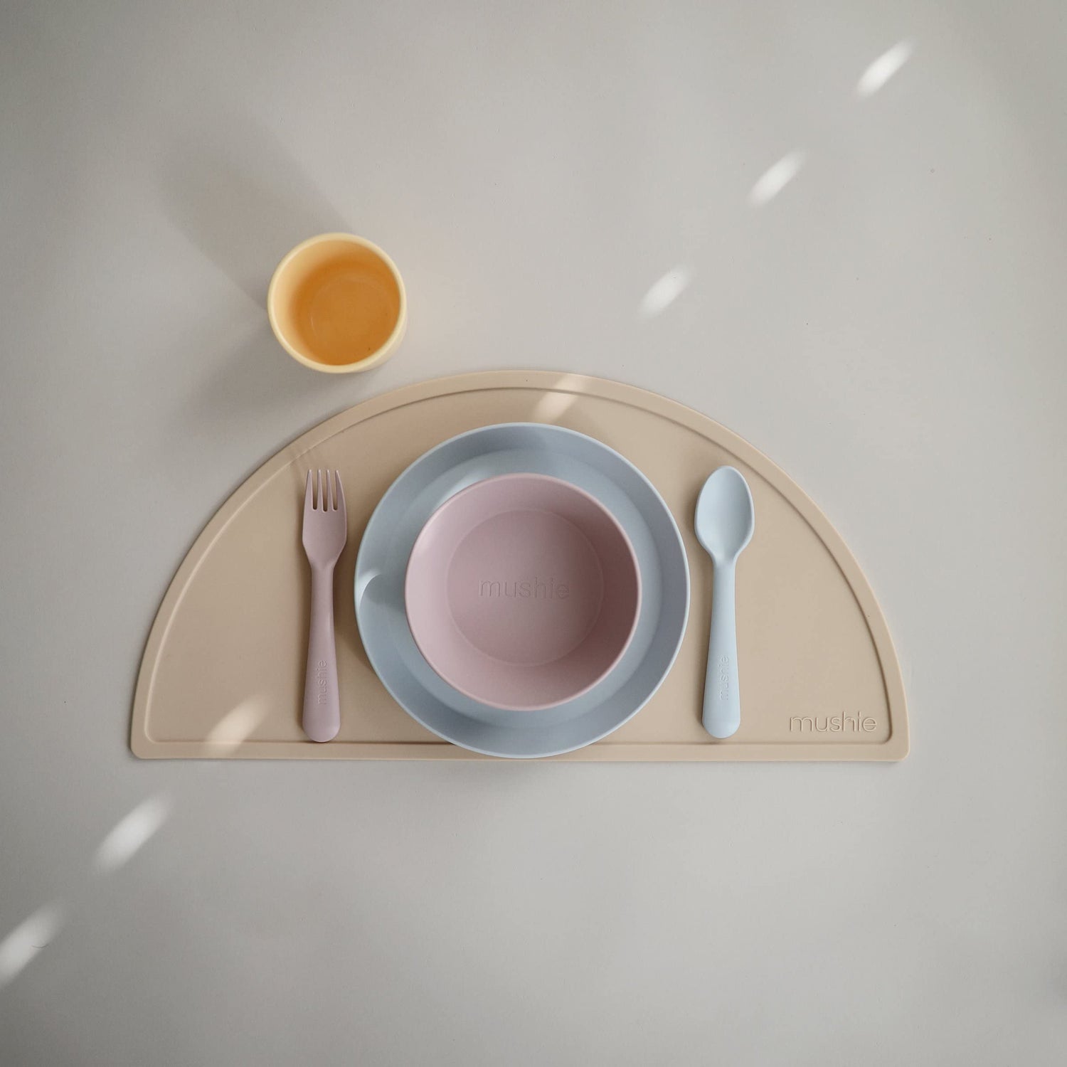 mushie Flatware Fork and Spoon Set for Kids | Made in Denmark (Sage)