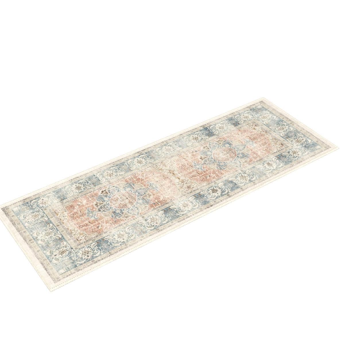 RUGGABLE – Sarrah Blue Quartz – Machine Washable Runner Rug – Pet &amp; Child Friendly – Stain &amp; Water Resistant – Non-Slip – 2.5&