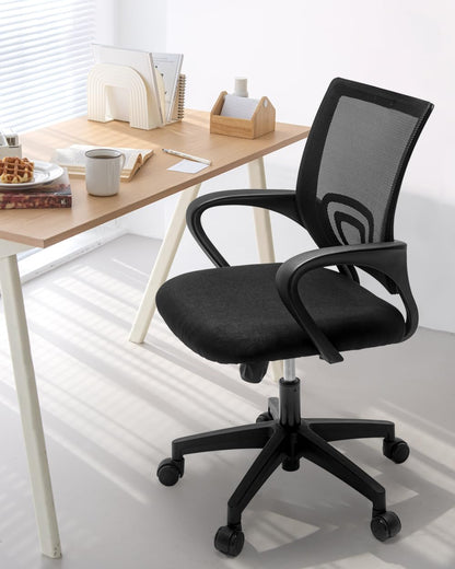 NEO CHAIR Office Chair Computer Desk Chair Gaming Ergonomic Mid Back Cushion Lumbar Support with Comfy Mesh Adjustable Swivel Rolling Home (Beige)
