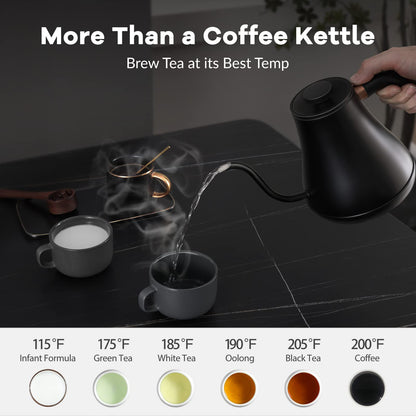 Mecity Electric Gooseneck Kettle With Keep Warm Function &amp; LCD Display Automatic Shut Off Coffee Kettle Temperature Control Pour Over Kettle 1200 Watt, 0.8L, 120V, Off White