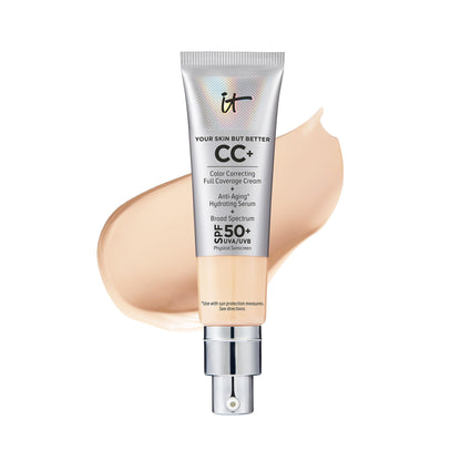 IT Cosmetics Your Skin But Better CC+ Cream - Color Correcting Cream, Full-Coverage Foundation, Hydrating Serum &amp; SPF 50+ Sunscreen - Natural Finish - 1.08 fl oz