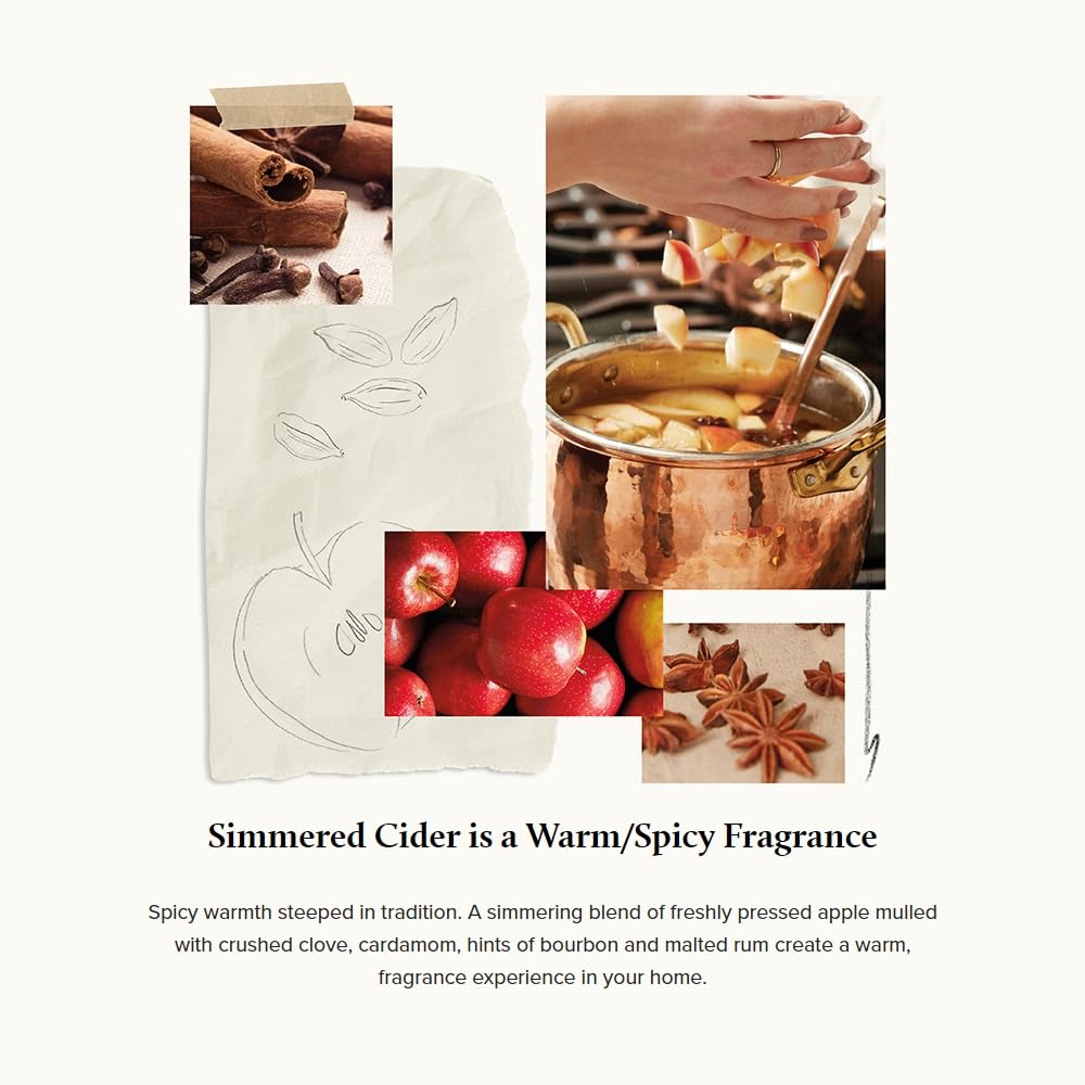 Thymes Simmered Cider Candle - Scented Candle with A Crisp Apple Home Fragrance - Warm &amp; Spicy Scented Candle with Notes of Apple, Clove, and Cardamom - Luxury Home Fragrance - 6.5 Oz