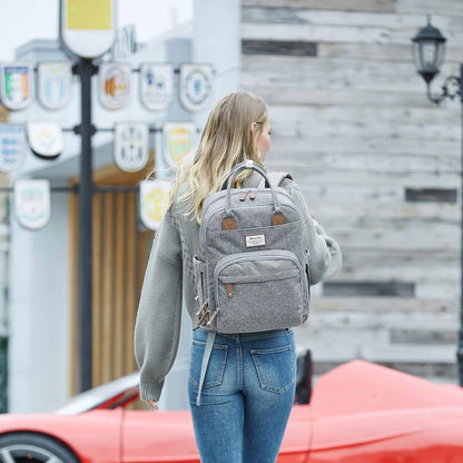 RUVALINO Diaper Bag Backpack, Multifunction Travel Pack Maternity Baby Changing Bags, Large Capacity, Waterproof, Beige