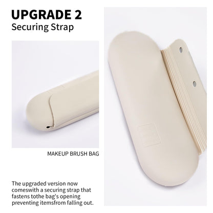 AGIKET Silicone Makeup Brush Holder Travel Cosmetic Bag：Soft Portable Cosmetic Face Brushes Holder with Upgrade Anti-Fall Out Magnetic Closure, Large Travel Makeup Brush Case - Walnut