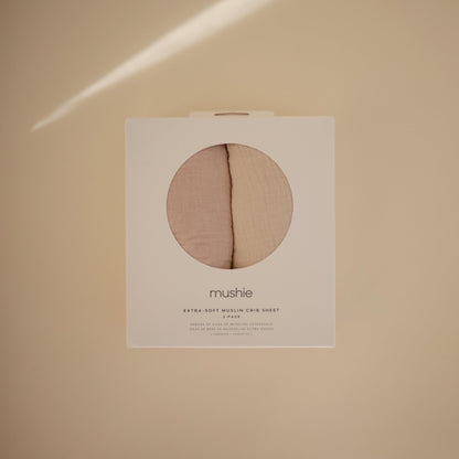 mushie Extra Soft Muslin Fitted Crib Sheet | 192 Thread Count | 28&quot;x 52&quot; (Fog)