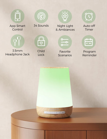 Baby Sound Machine, Momcozy White Noise Machine for Baby Sleeping with Night Light, Toddler Sleep Trainer 34 Soothing Sleep Sounds, Timer, App Remote Control, Personal Sleep Routine Alarm Clock(Blue)