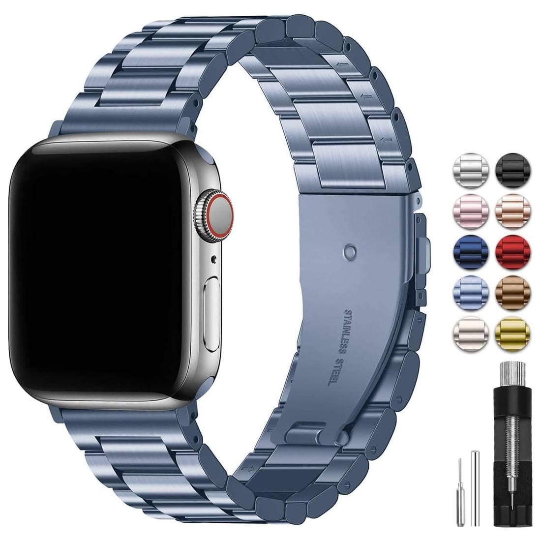 Fullmosa Compatible with Apple Watch Band 49mm 45mm 44mm 42mm 41mm 40mm 38mm, Stainless Steel iWatch Band with Case Compatible for Apple Watch Ultra 2 Ultra Series 10 9 8 7 6 5 4 3 2 1&amp;iWatch SE