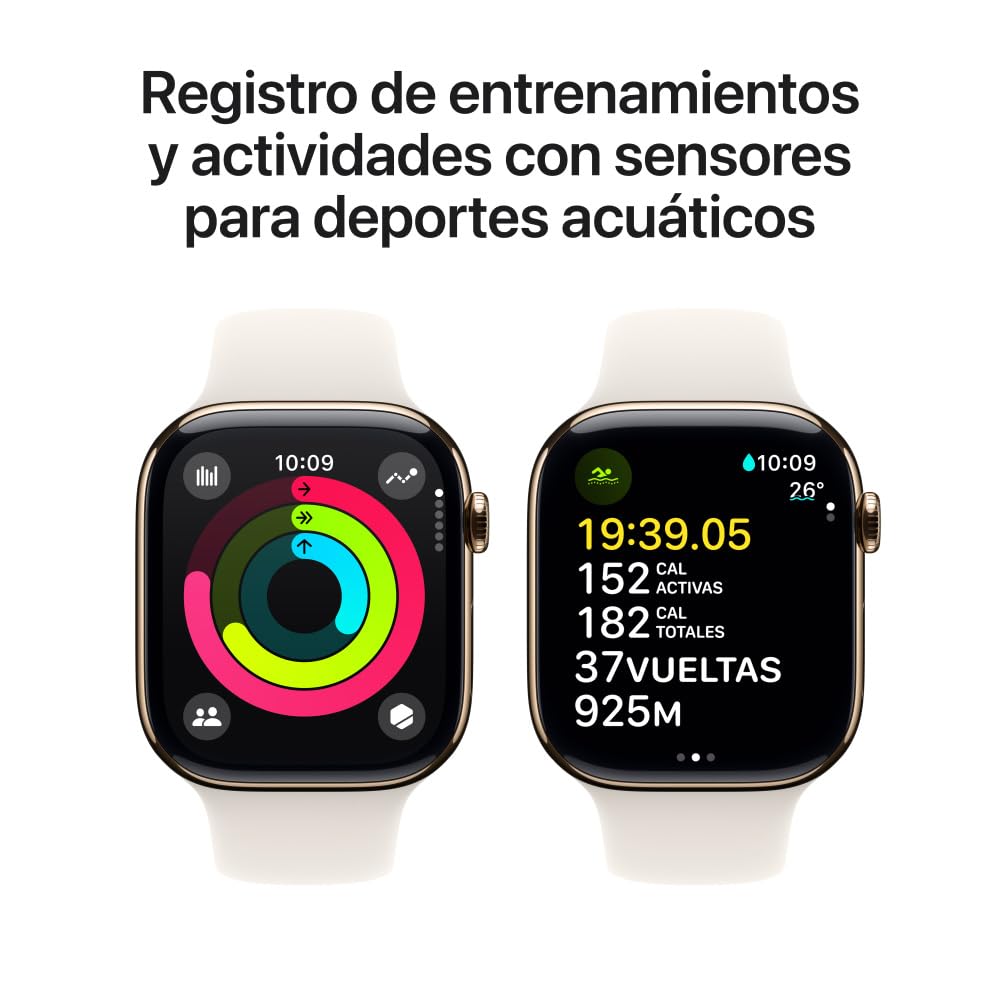 Apple Watch Series 10 [GPS 46mm] Smartwatch with Jet Black Aluminium Case with Black Sport Band. Fitness Tracker, ECG App, Always-On Retina Display, Water-Resistant