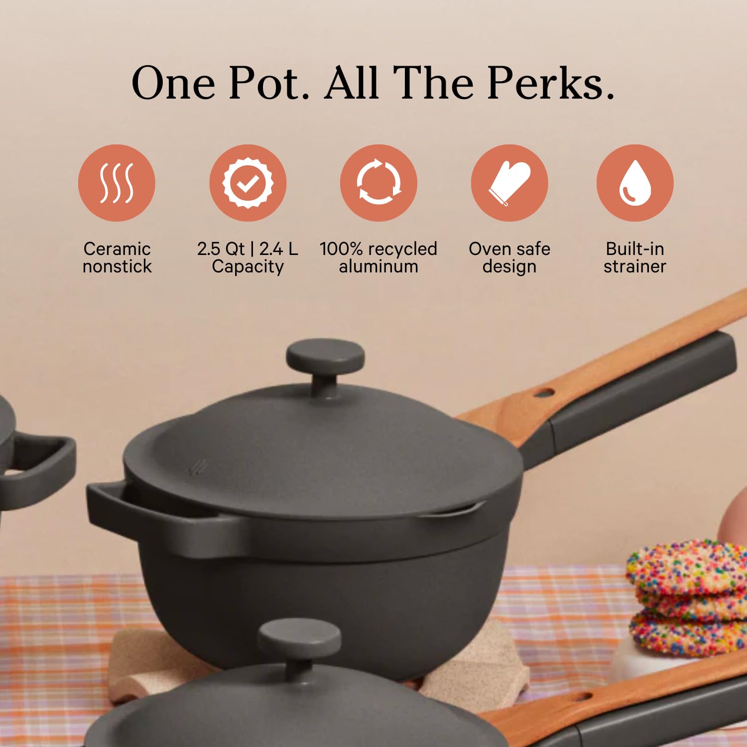 Our Place Perfect Pot - 5.5 Qt. Nonstick Ceramic Sauce Pan with Lid | Versatile Cookware for Stovetop and Oven | Steam, Bake, Braise, Roast | PTFE and PFOA-Free | Toxin-Free, Easy to Clean | Steam