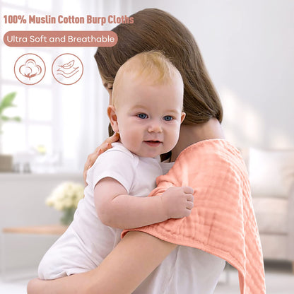 Yoofoss Muslin Burp Cloths for Baby 10 Pack 100% Cotton Baby Washcloths for Boys Girls Large 20&